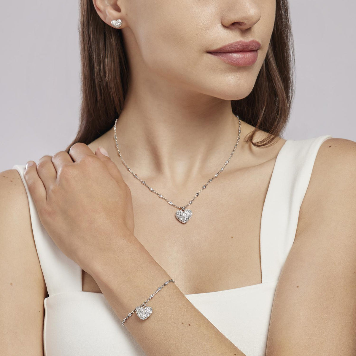 Orecchini Donna Mabina in Argento con Cuore