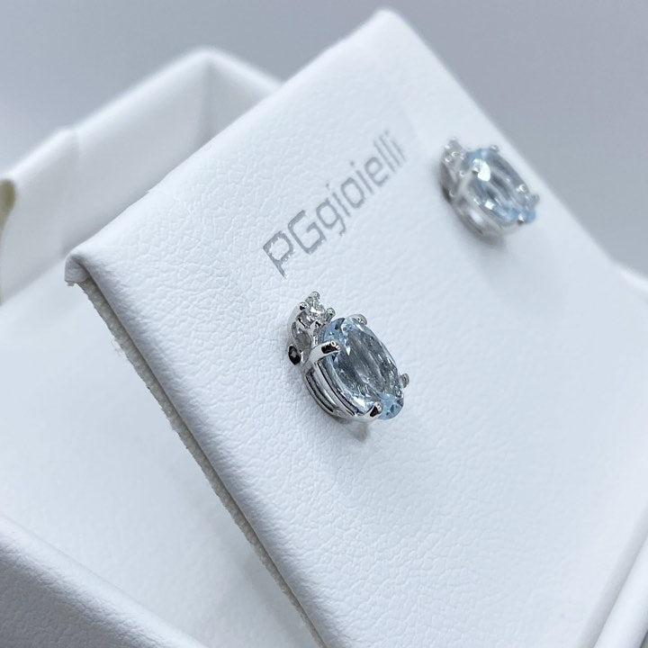Orecchini Pg Gioielli in Oro 18KT con Acquamarina e Diamanti