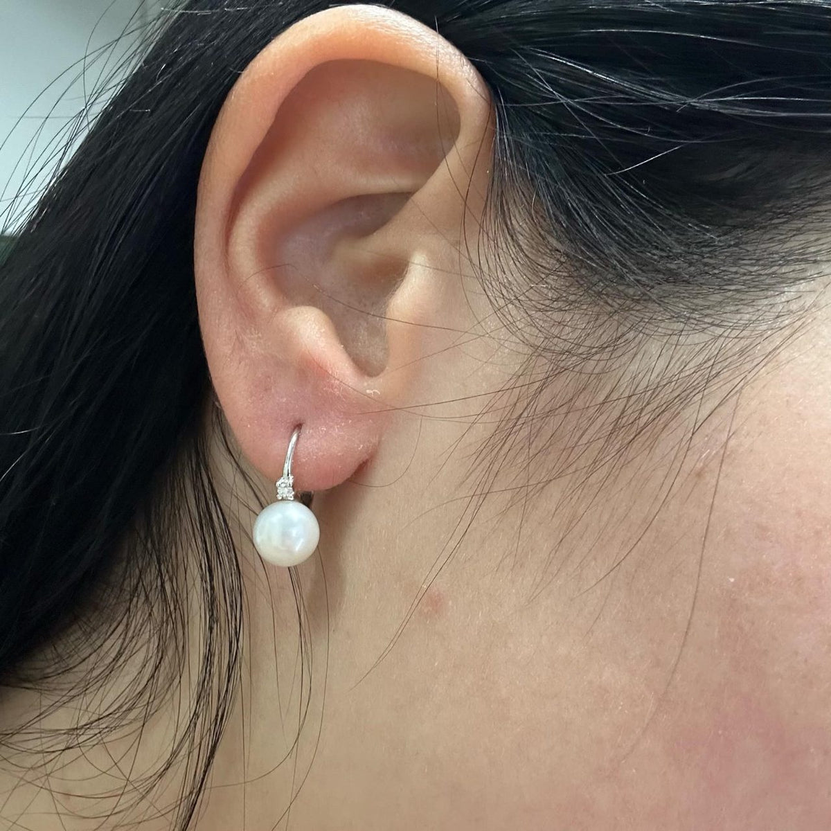 Orecchini Donna Ora con Perle Naturali mm 7,5-8 e Diamanti
