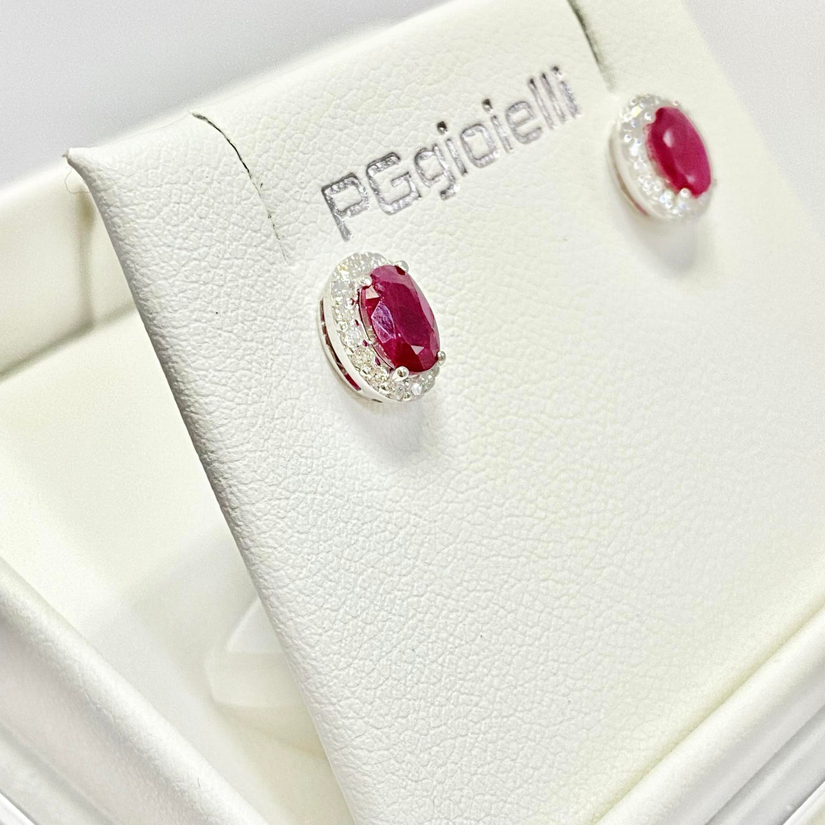 Orecchini Donna Pg Gioielli con Diamanti e Rubini Ct. 1,06
