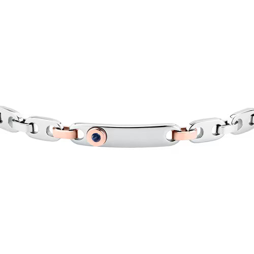 Bracciale Uomo Morellato Motown in Acciaio e Zircone Blu