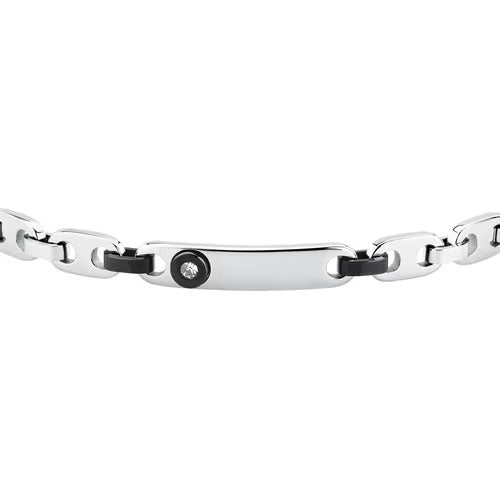 Bracciale Uomo Morellato Motown in Acciaio e Zircone Bianco
