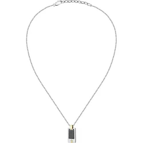 Collana Uomo Maserati in Acciaio con Piastra Iconic