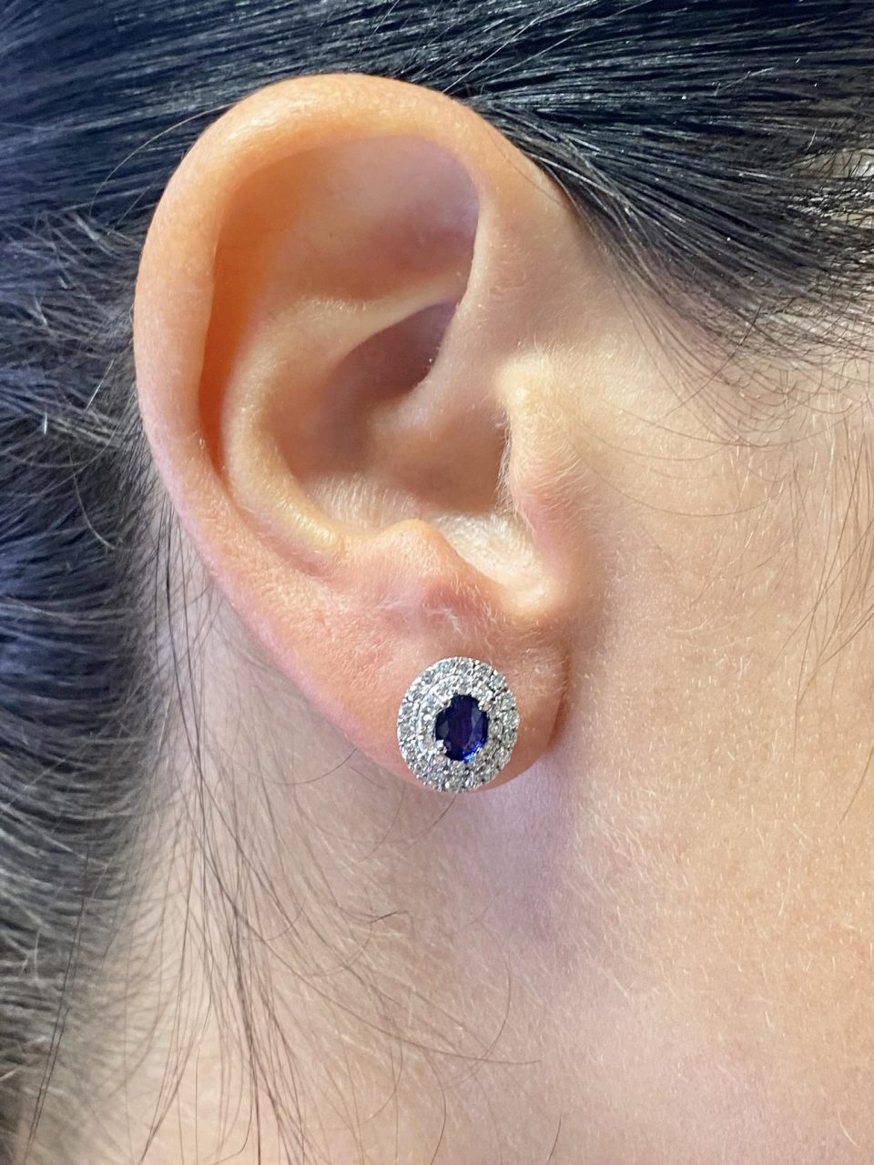 Orecchini Pg Gioielli in Oro 18KT con Zaffiri Ct. 0.76 e Diamanti