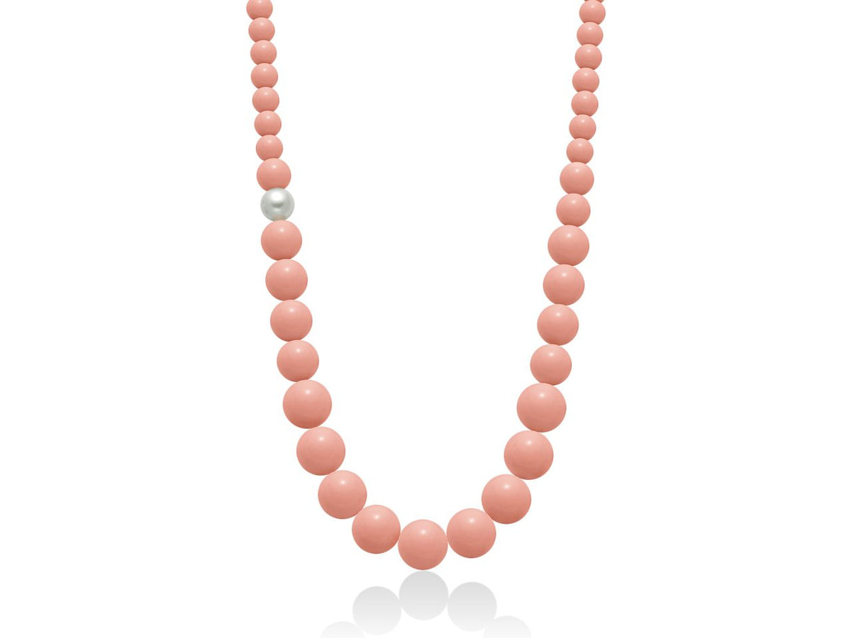 Collana Donna Miluna in Argento con Corallo Rosa e Perle