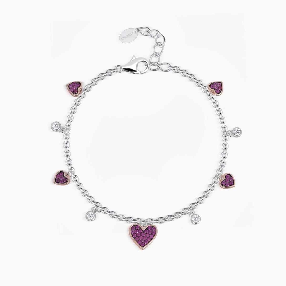 Bracciale Donna Mabina Argento e Zirconi con Pendenti a Cuore