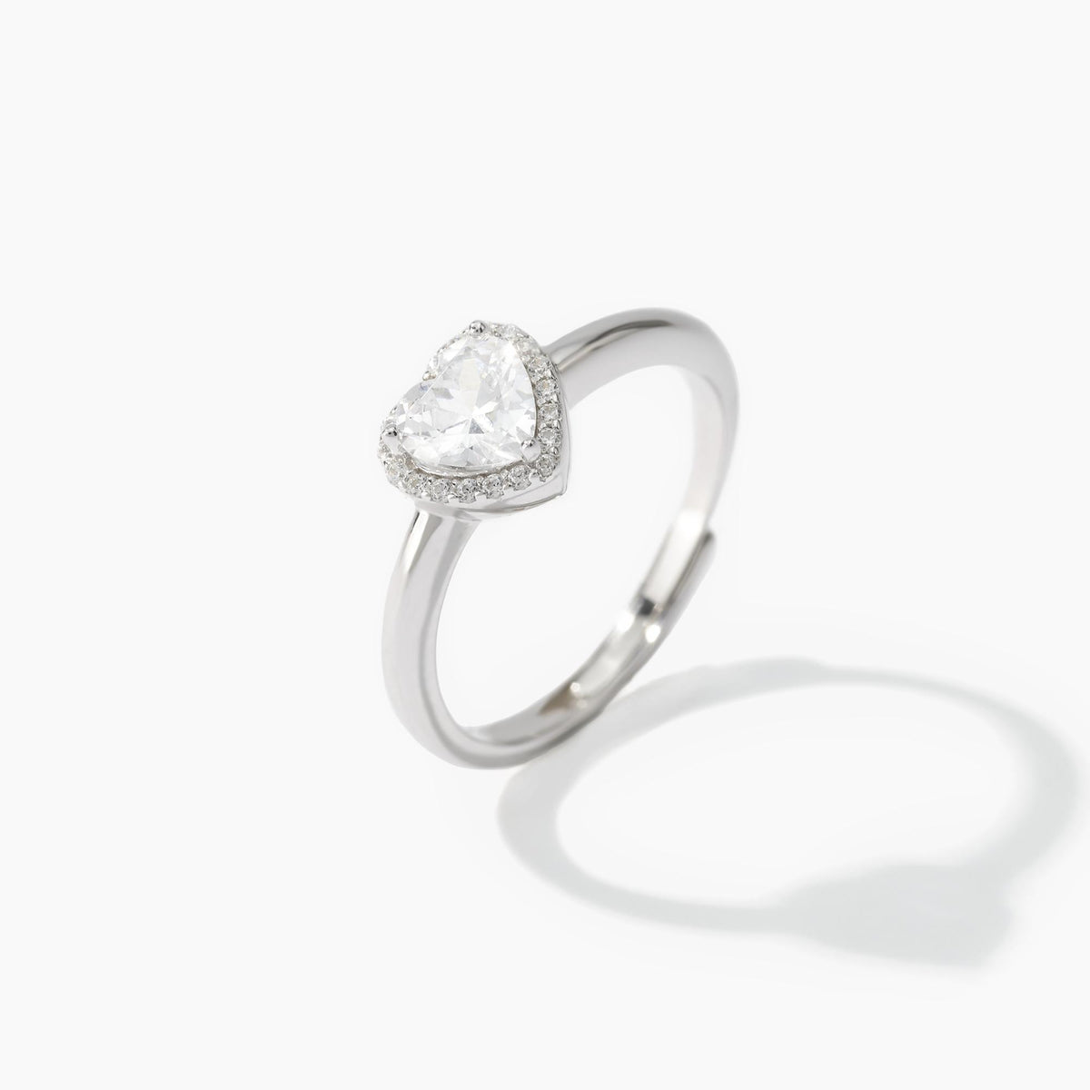Anello Solitario a Cuore Mabina in Argento e Zircone