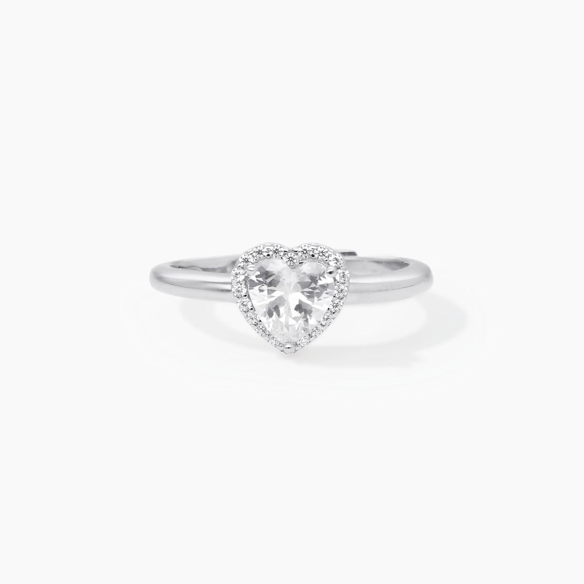 Anello Solitario a Cuore Mabina in Argento e Zircone