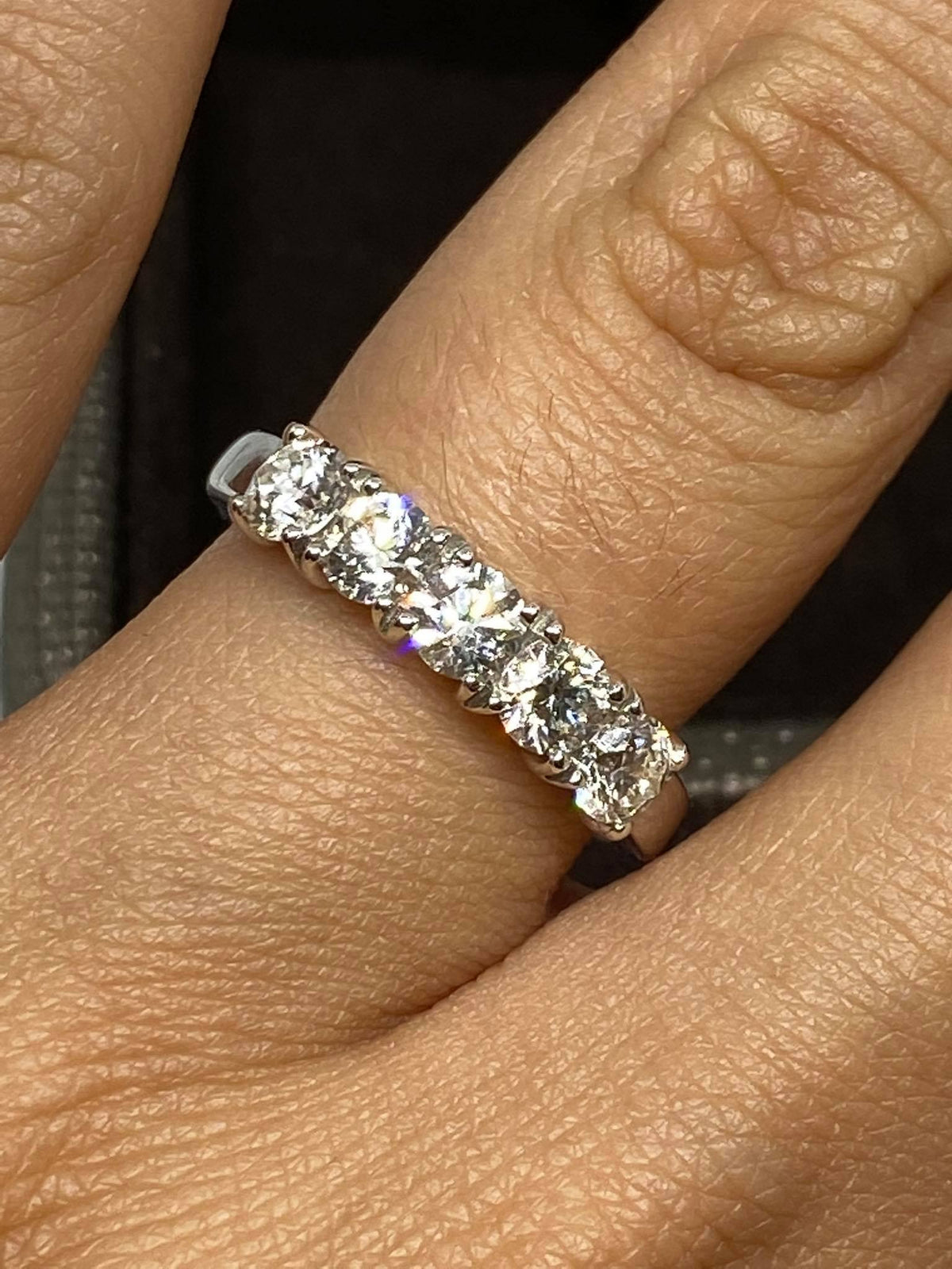 Anello Crivelli Veretta/Veretta a 5 pietre in Oro 18KT 18KT e Diamanti Ct 1,18