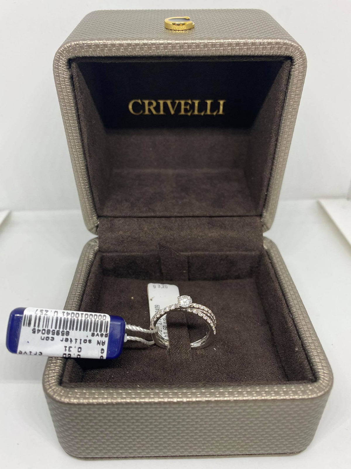 Anello Crivelli Solitario con Pavè in Oro 18KT e Diamanti ct 0.91