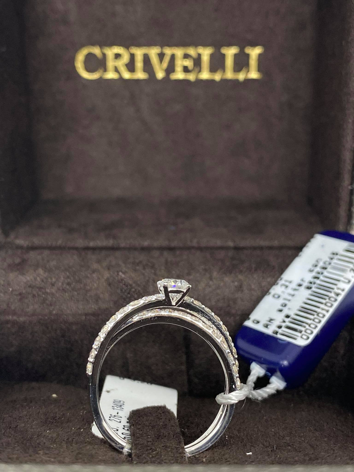 Anello Crivelli Solitario con Pavè in Oro 18KT e Diamanti ct 0.91