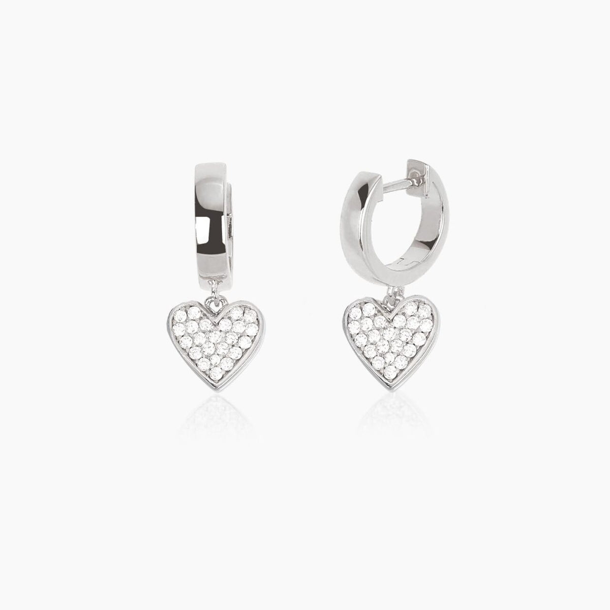Orecchini a Cerchio Donna Mabina in Argento e Zirconi con Cuore