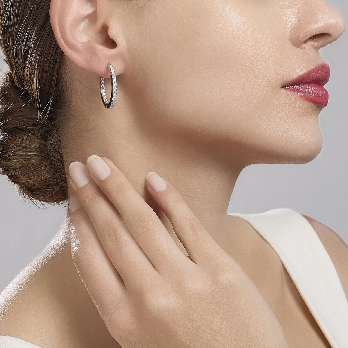 Orecchini a Cerchio Donna Mabina in Argento e Zirconi