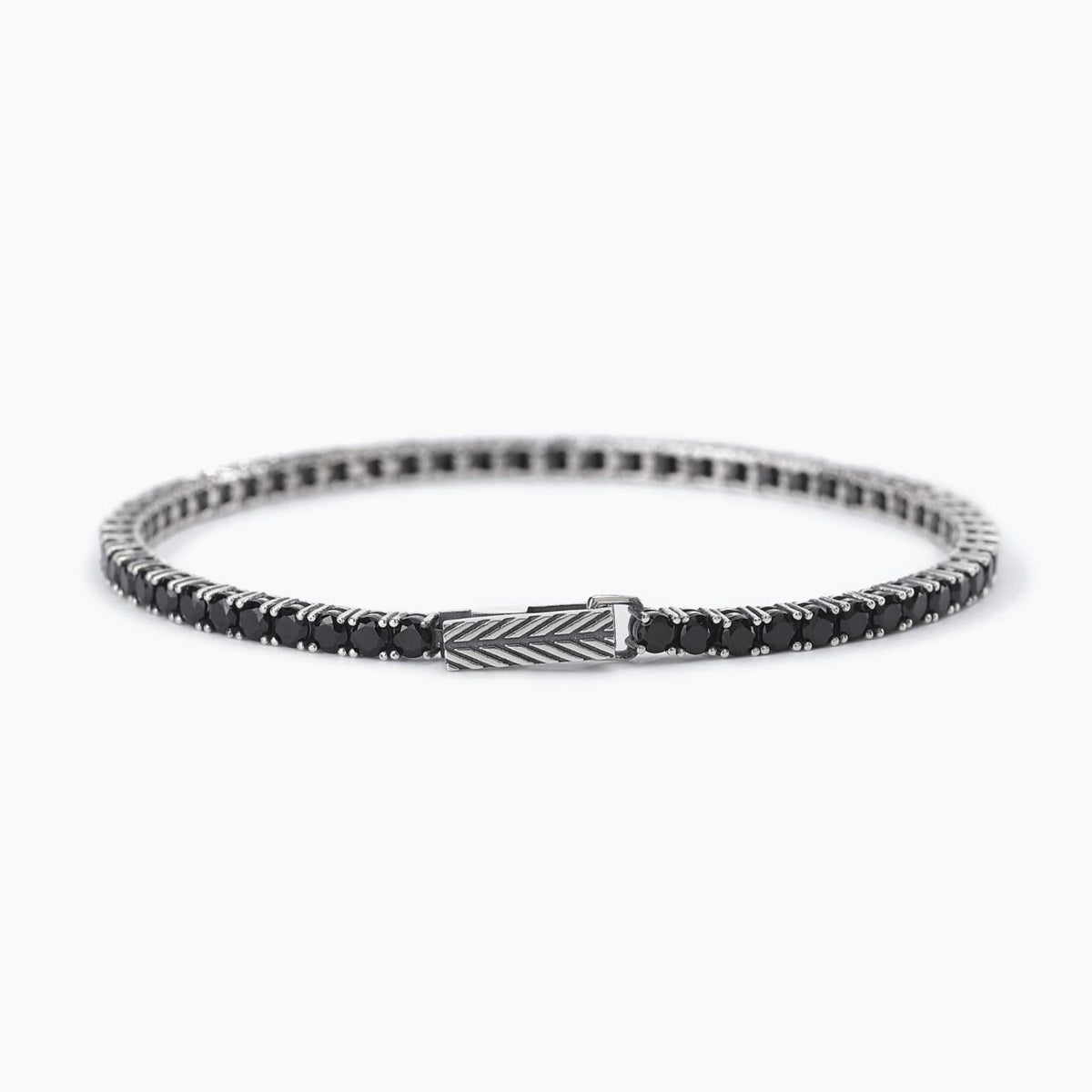 Bracciale Tennis Mabina Uomo in Argento con Zirconi Neri