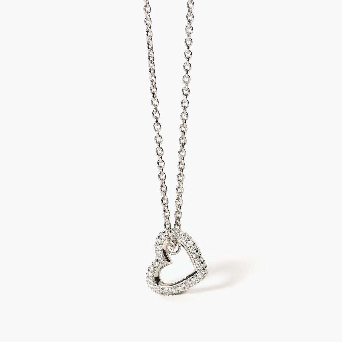 Collana Donna Mabina con Cuore in Argento con Zirconi