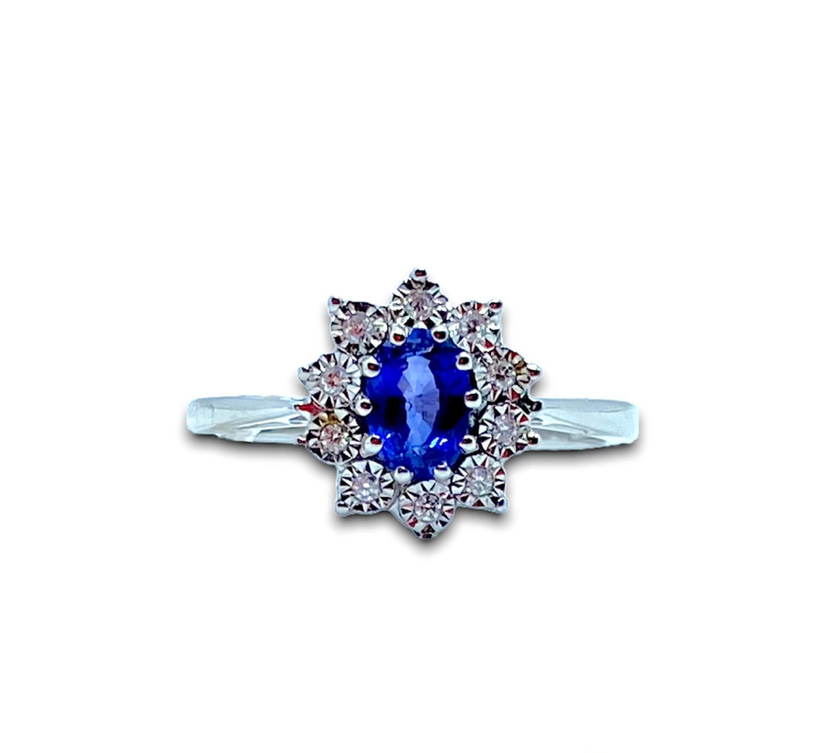 Anello Donna Oro 18KT con Zaffiro Ct 0.55 e Diamanti