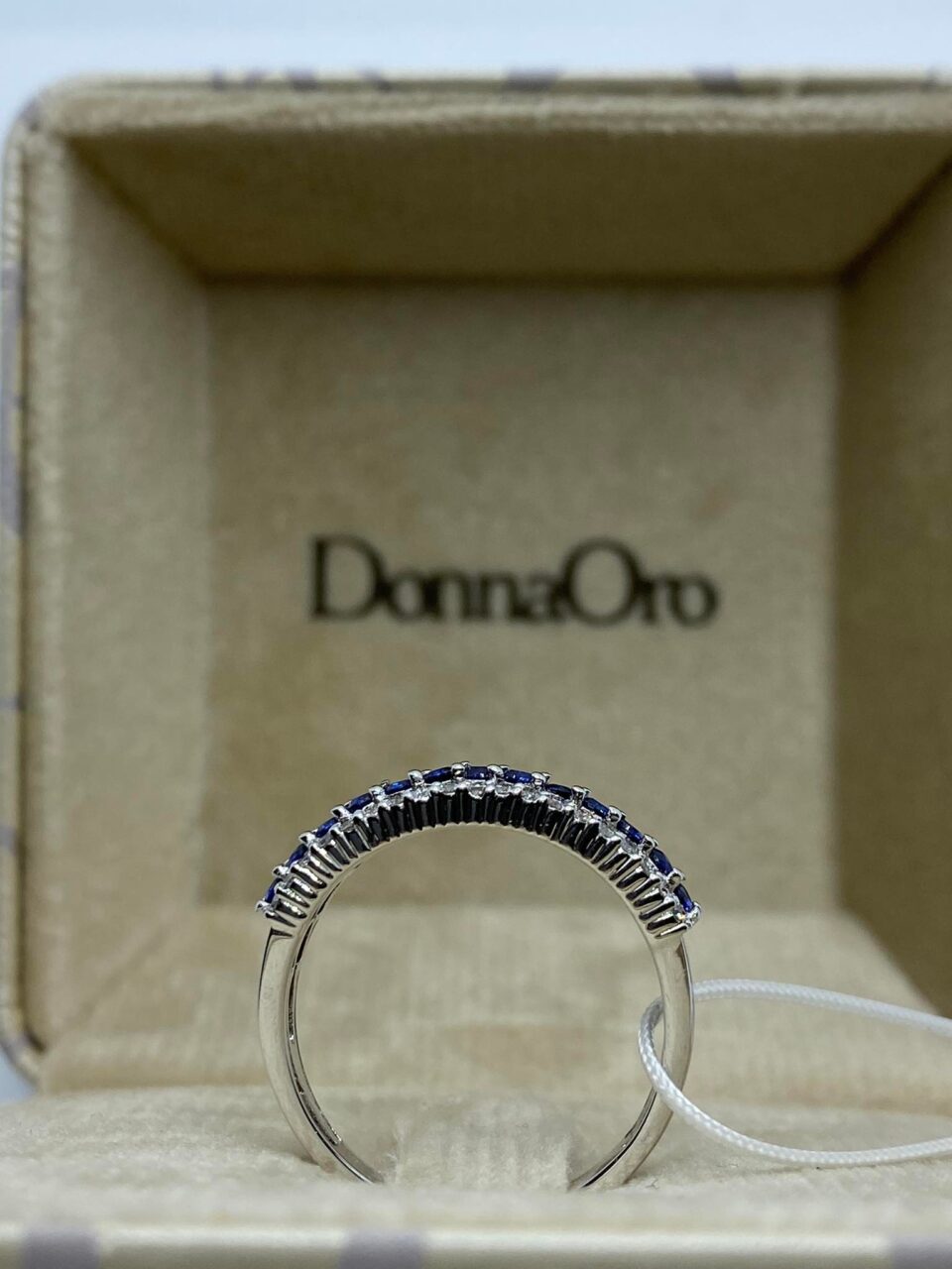 Anello Veretta Donna Oro 18KT con Zaffiri Ct 0.28 e Diamanti