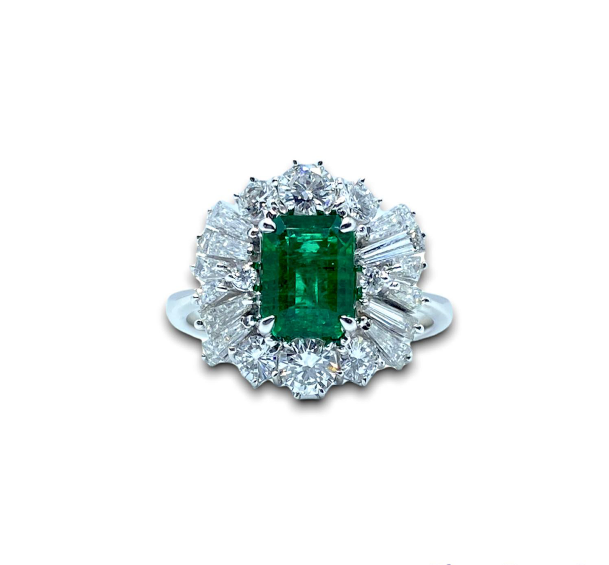 Anello Donna in Oro 18KT 18KT Con Smeraldo Colombiano Ct 1.46 e Diamanti