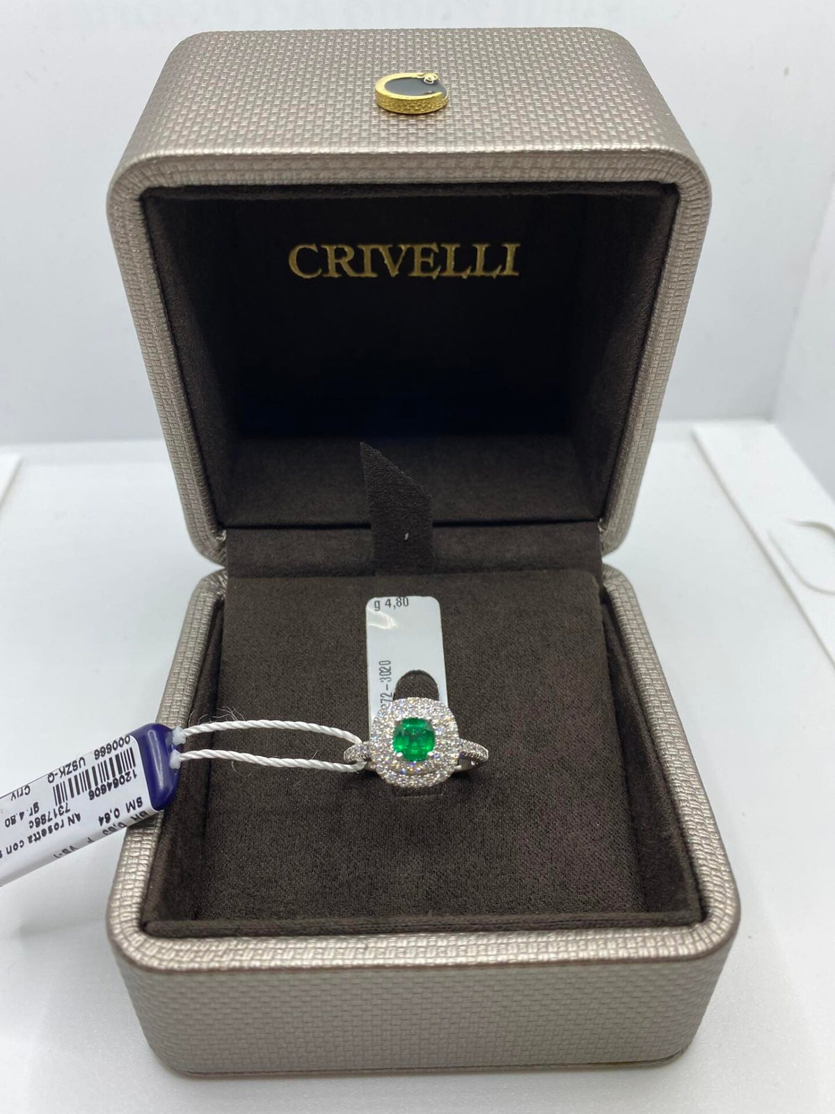 Anello Donna Crivelli con Smeraldo Ct 0.64 e Diamanti