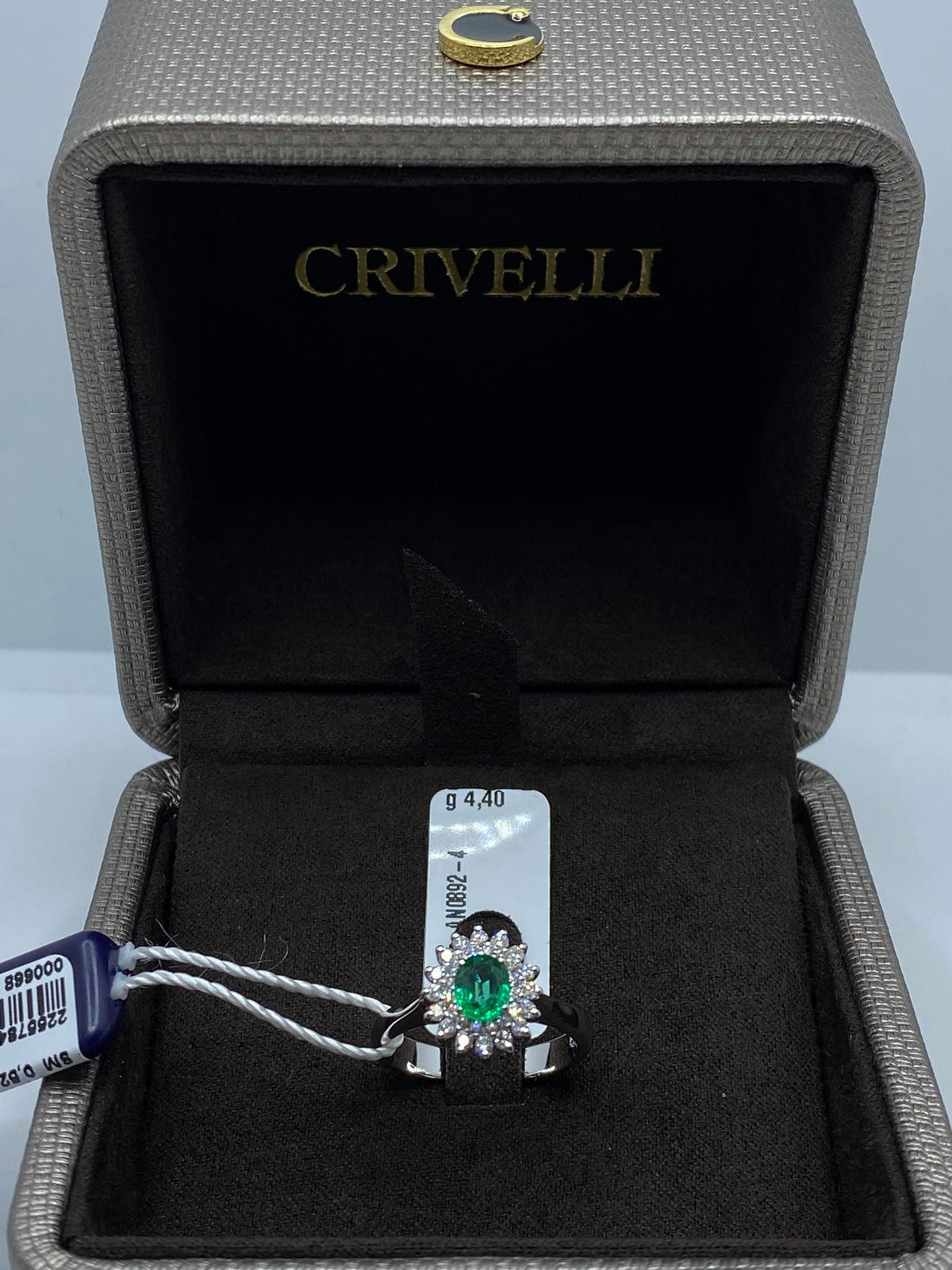 Anello Donna Crivelli con Smeraldo Ct 0.52 e Diamanti