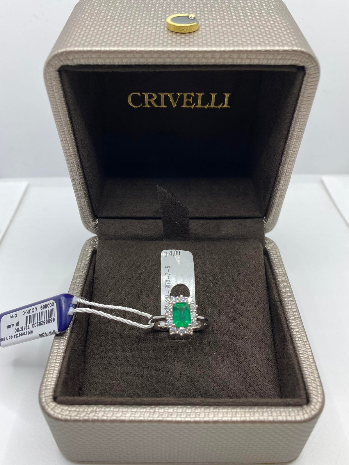 Anello Donna Crivelli con Smeraldo Ct 0.98 e Diamanti