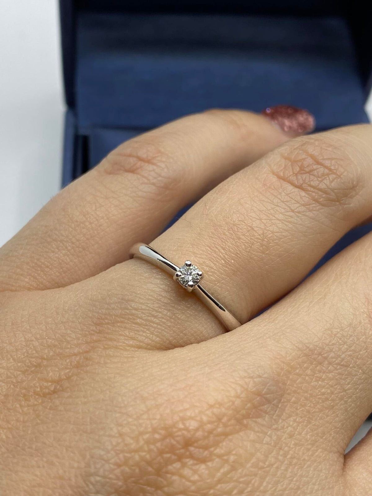 Anello Donna Solitario in Oro 18KT 18KT con Diamante Ct. 0.05