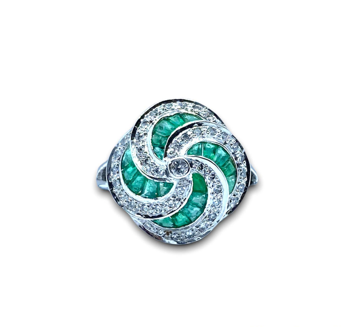Anello Donna in Oro 18KT 18KT con Smeraldi Ct 1.60 e Diamanti