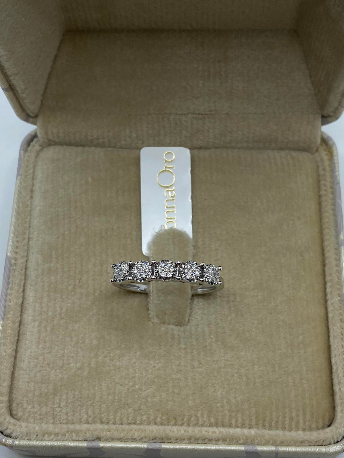 Anello Veretta a 5 Donna Oro 18KT con Diamanti Ct. 0.14
