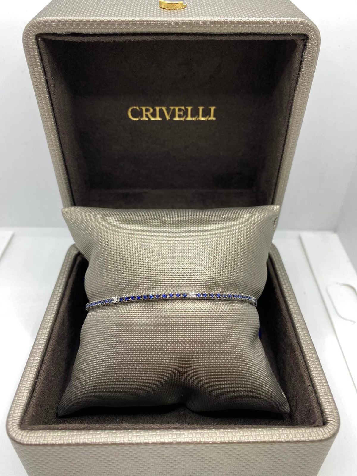 Bracciale Tennis Crivelli in Oro 18KT con Diamanti e Zaffiri Ct. 0.82
