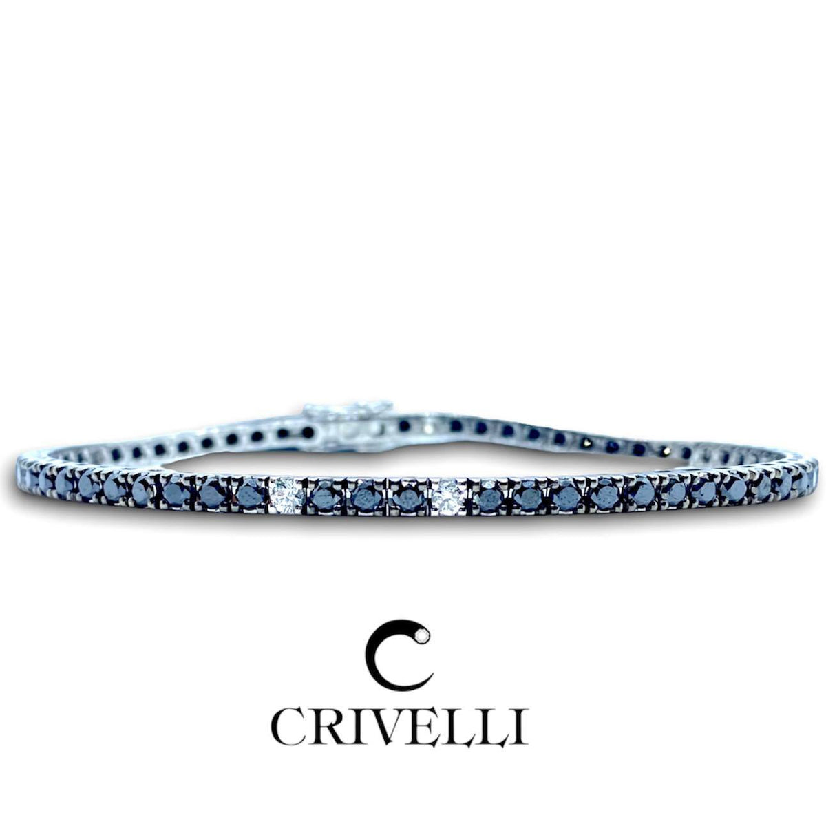 Bracciale Tennis Crivelli in Oro 18KT con Diamanti Neri e Bianchi Ct. 4.60