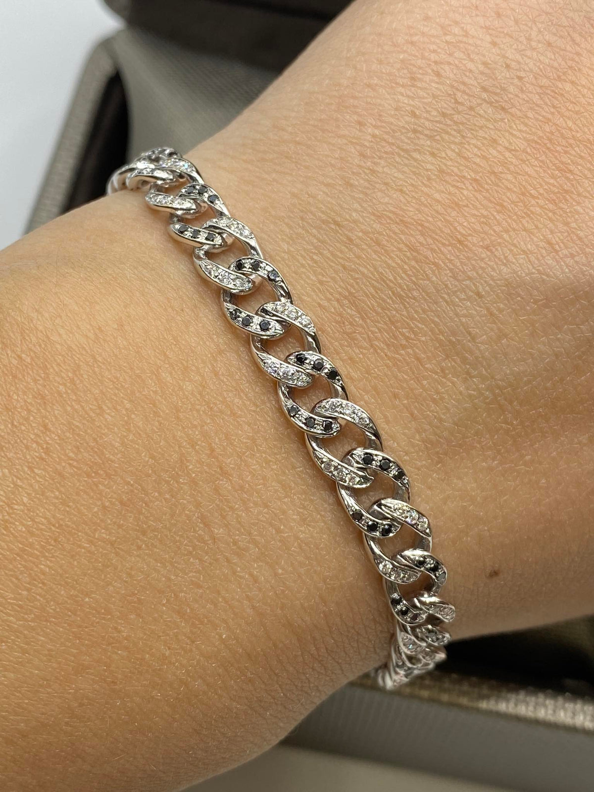 Bracciale Groumette Double Face con Diamanti e Rubini