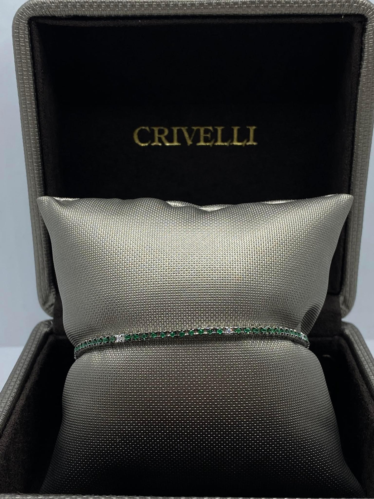Bracciale Tennis Crivelli in Oro 18KT con Smeraldi e Diamanti Ct. 0.72