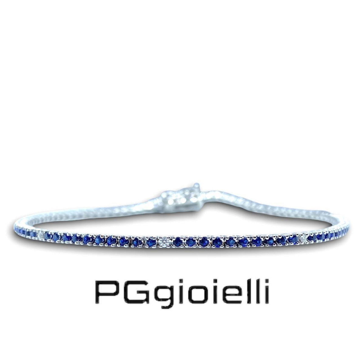 Bracciale Tennis Pg in Oro 18KT con Diamanti e Zaffiri Ct. 1.39