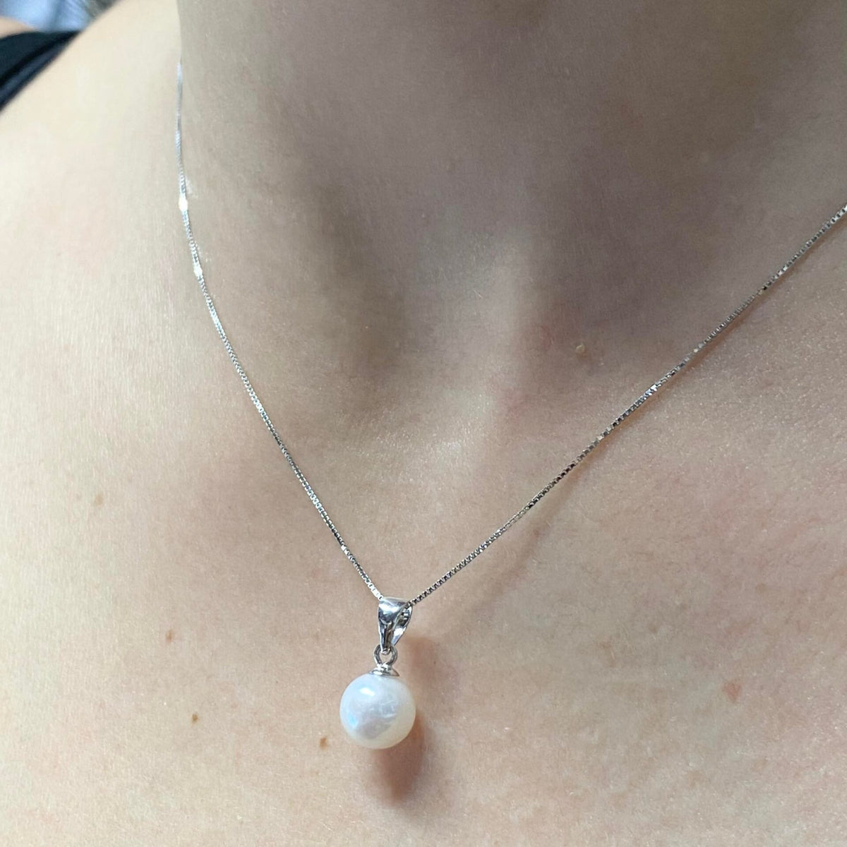 Collana Donna Oro 18KT con Perla Naturale mm 7-7,5