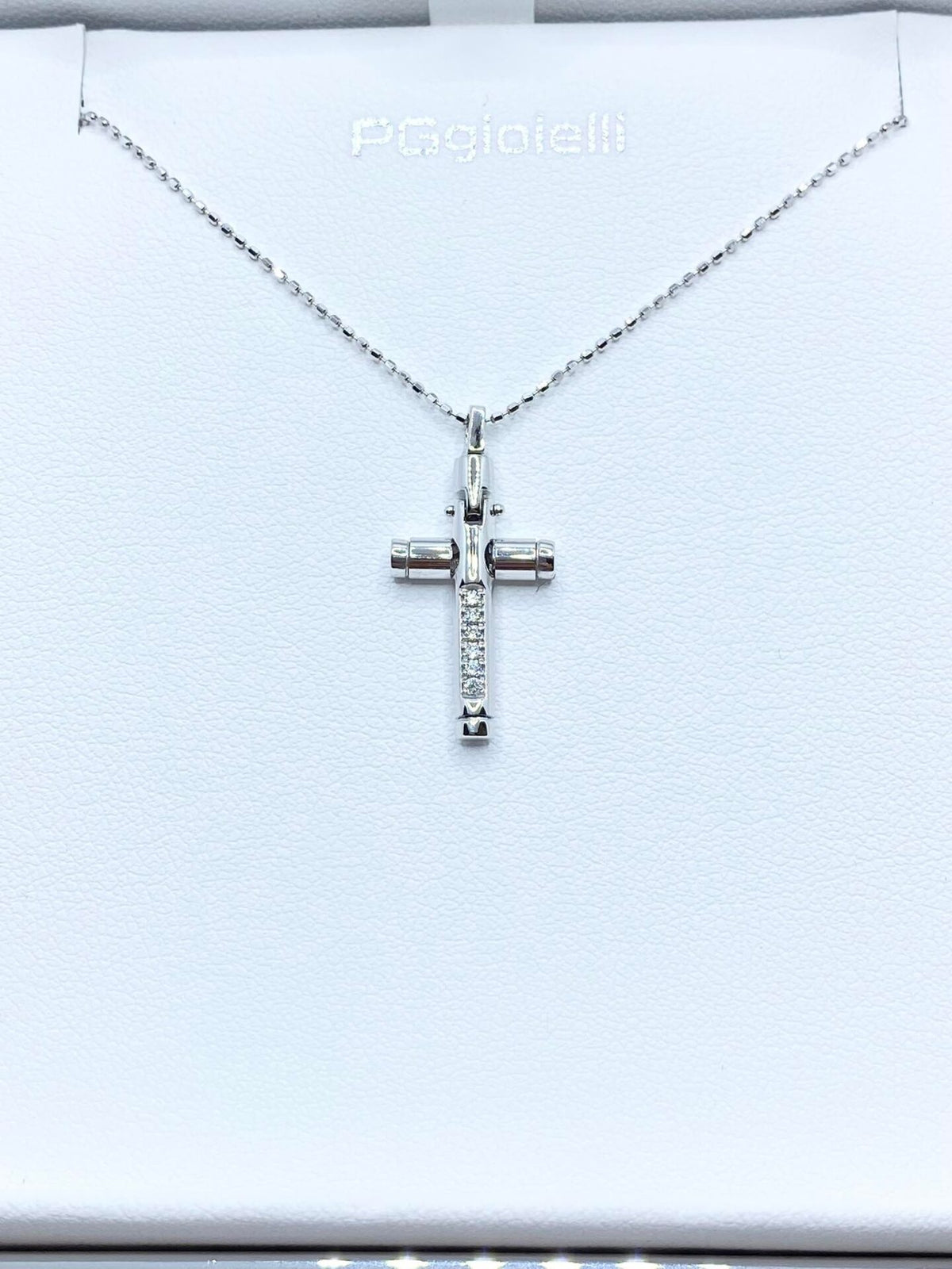 Collana PG Gioielli Con Croce in Oro 18KT 18KT e Diamanti Bianchi
