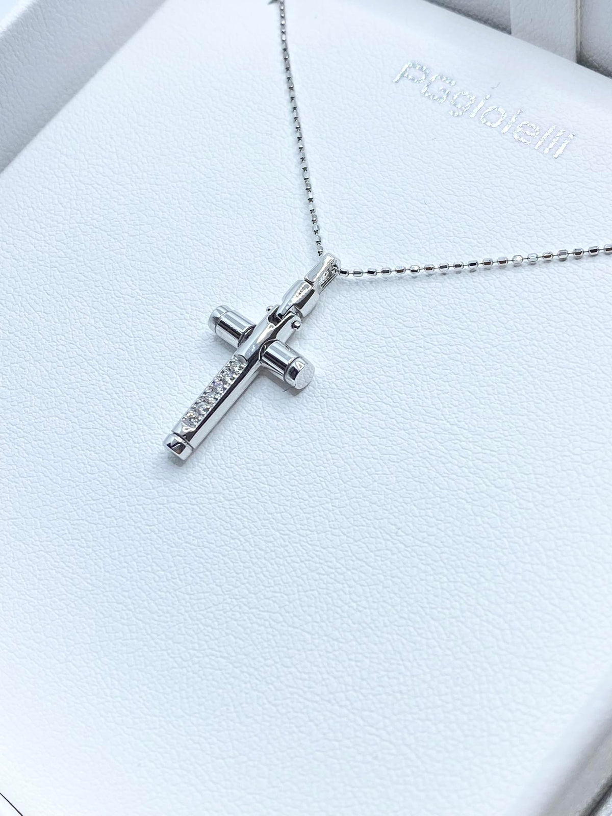 Collana PG Gioielli Con Croce in Oro 18KT 18KT e Diamanti Bianchi