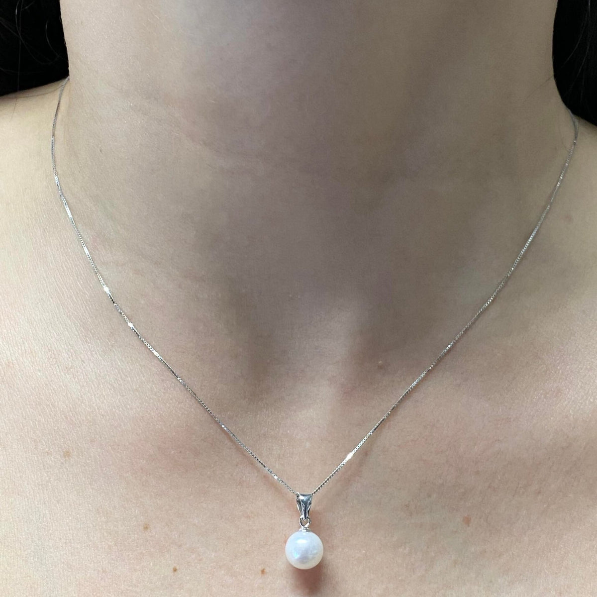 Collana Donna Oro 18KT con Perla Naturale mm 7-7,5