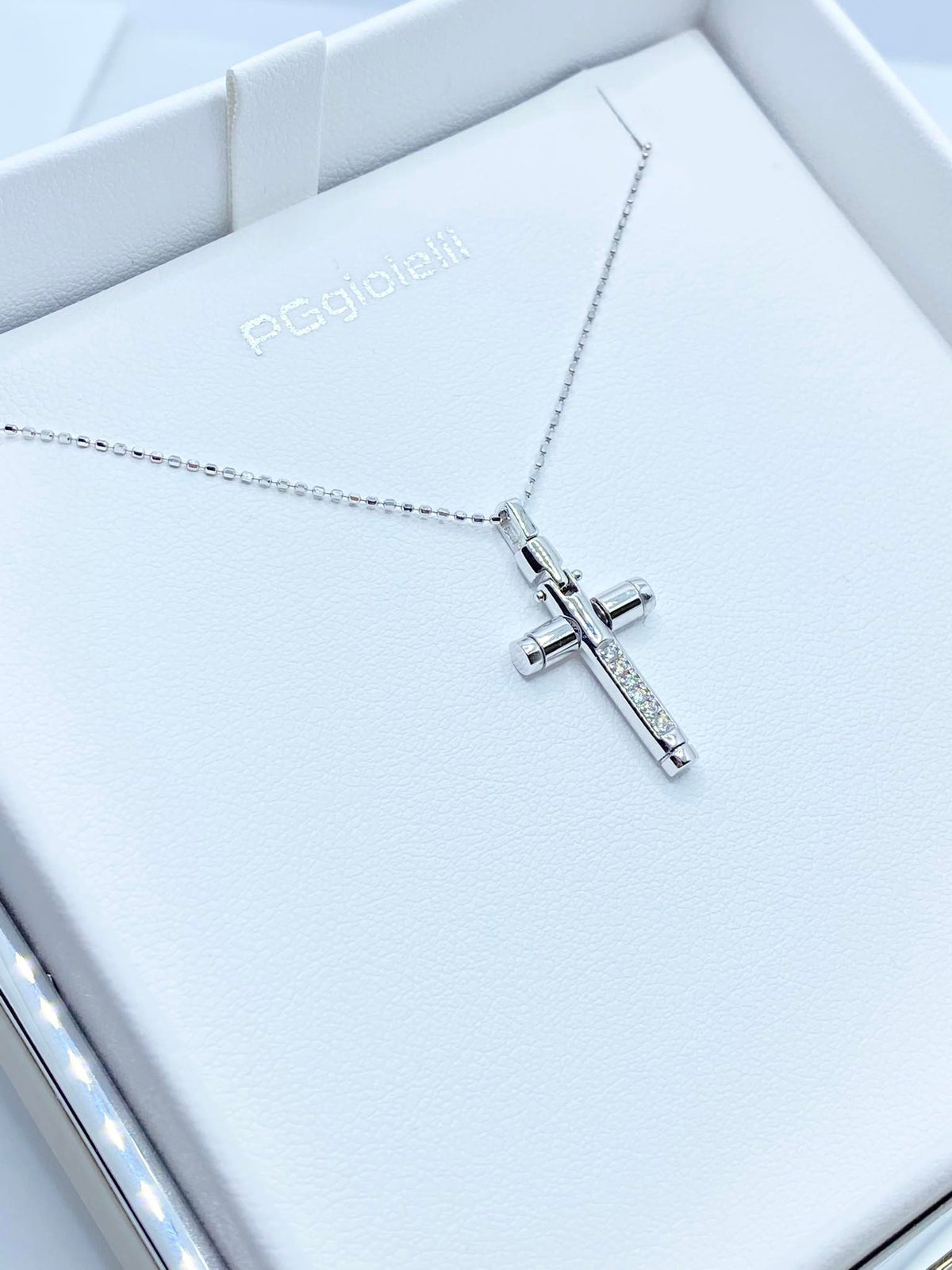 Collana PG Gioielli Con Croce in Oro 18KT 18KT e Diamanti Bianchi