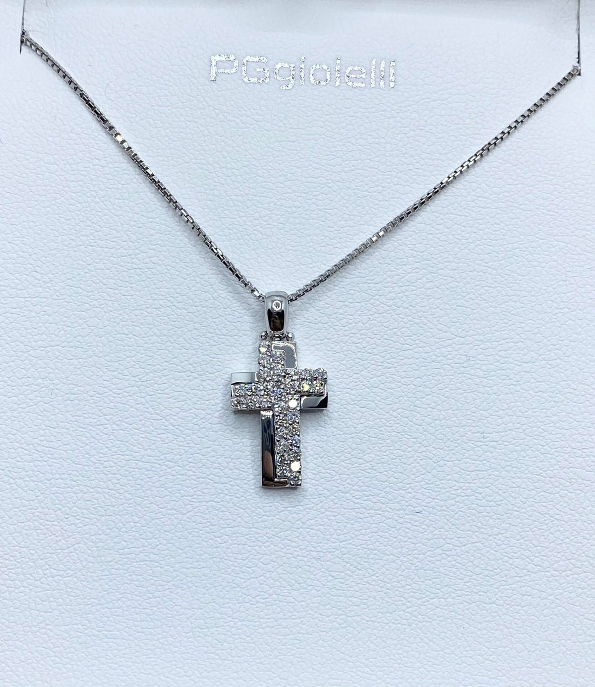 Collana PG Gioielli Con Croce in Oro 18KT 18KT e Diamanti Bianchi