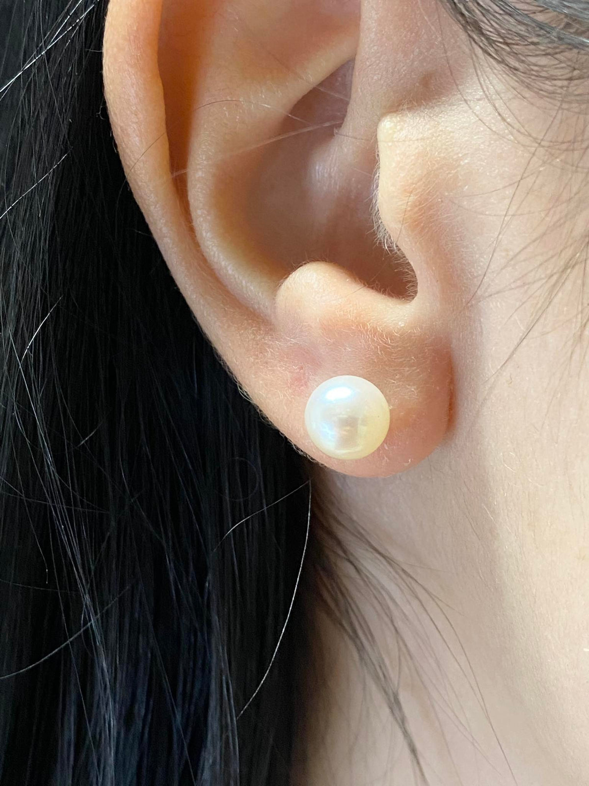 Orecchini Donna Oro 18KT con Perle Naturali mm 7-7,5