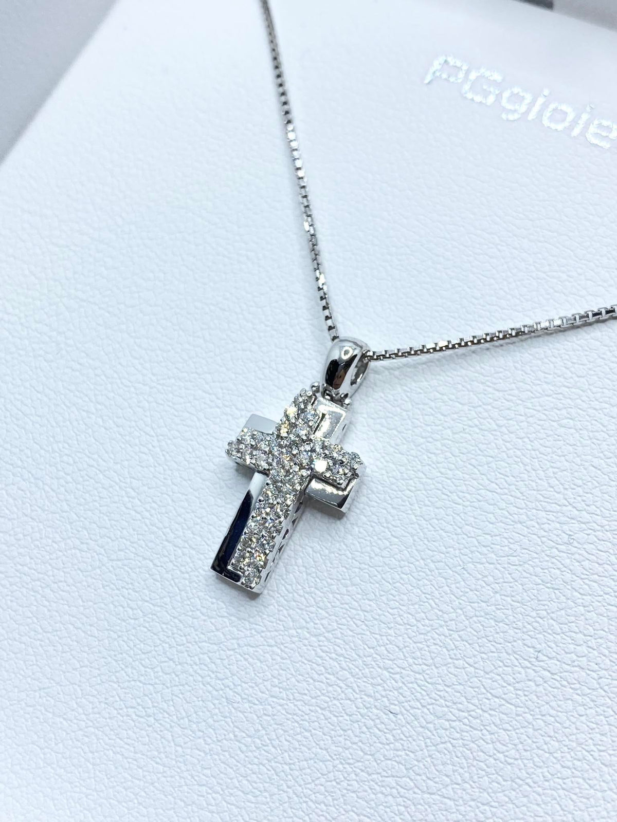 Collana PG Gioielli Con Croce in Oro 18KT 18KT e Diamanti Bianchi