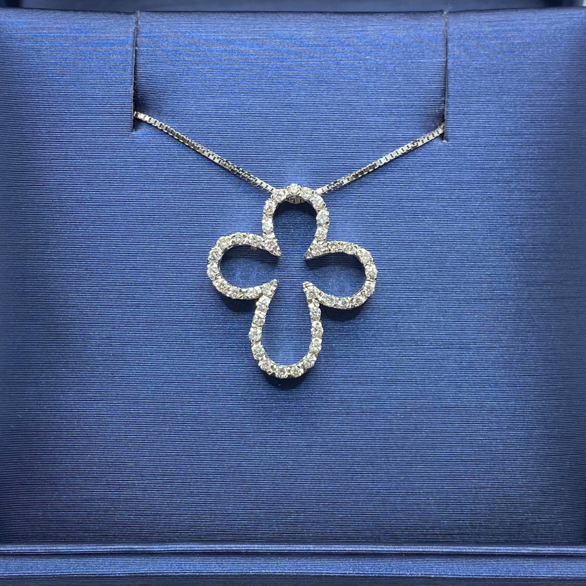 Collana Con Croce in Oro 18KT 18KT e Diamanti Bianchi