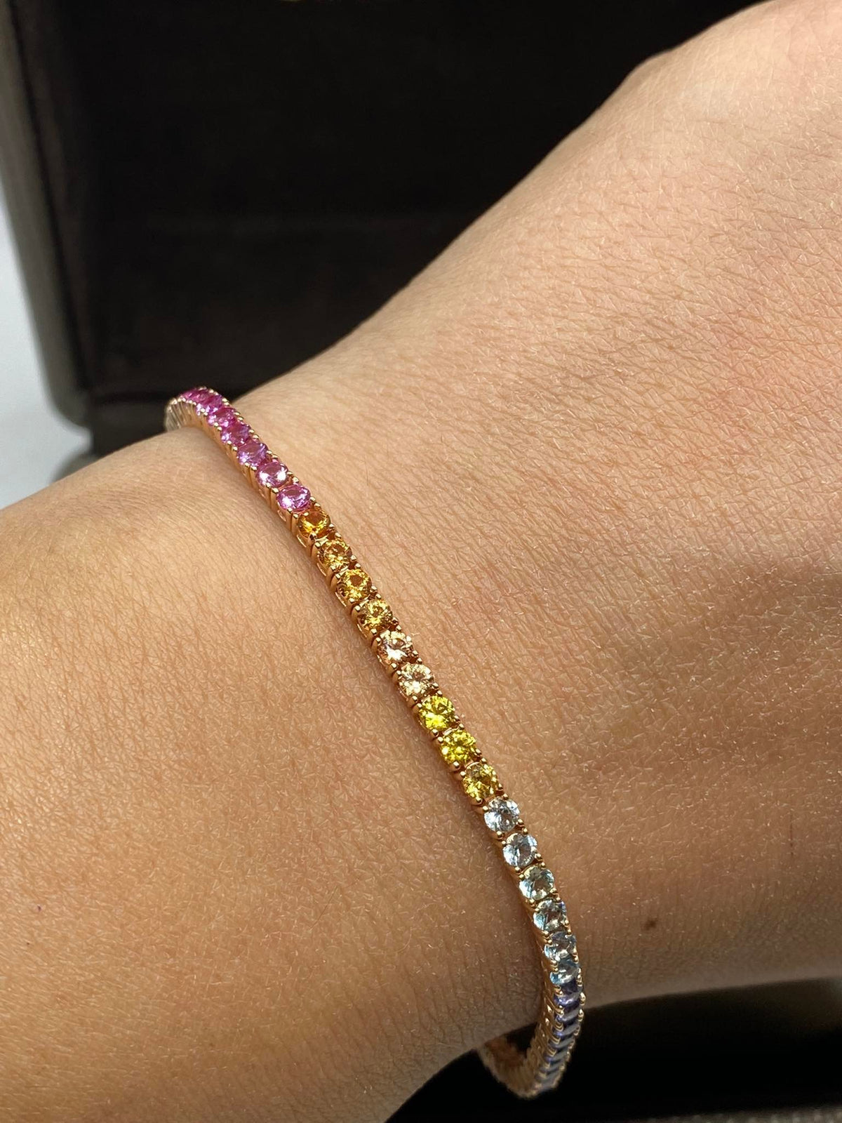 Bracciale Tennis Crivelli Rainbow con Zaffiri Idrotermali Ct 5,40