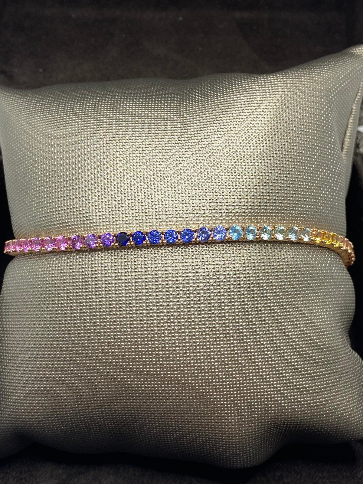 Bracciale Tennis Crivelli Rainbow con Zaffiri Idrotermali Ct 5,40