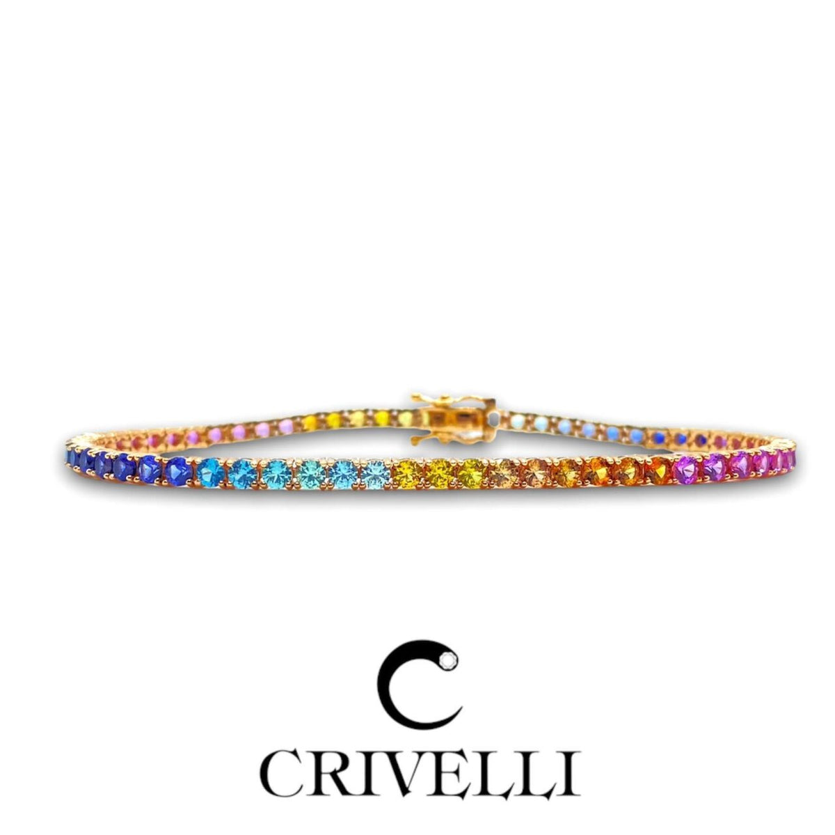 Bracciale Tennis Crivelli Rainbow con Zaffiri Idrotermali Ct 5,40