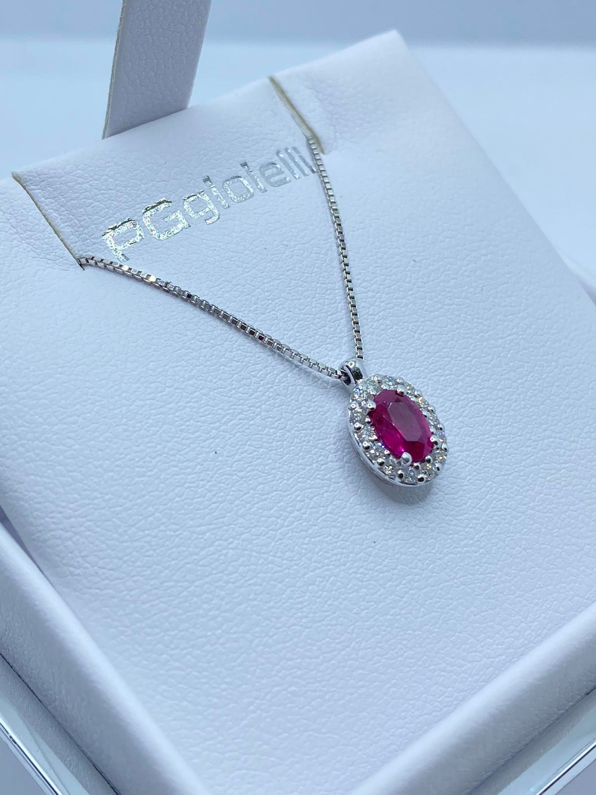 Collana Donna PG Gioielli con Rubino Ct. 0,57 e Diamanti