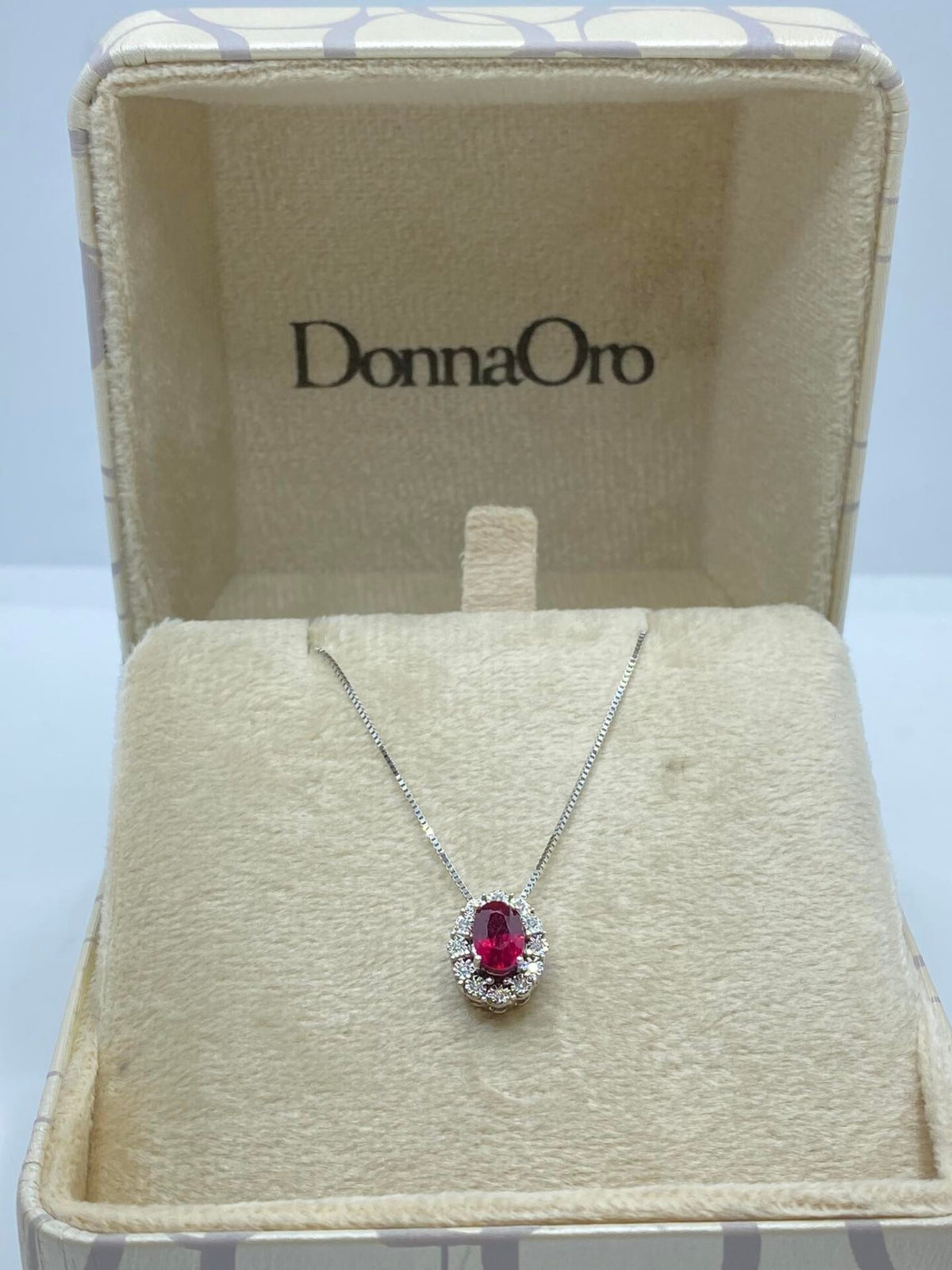 Collana Donna Oro 18KT con Diamanti e Rubino