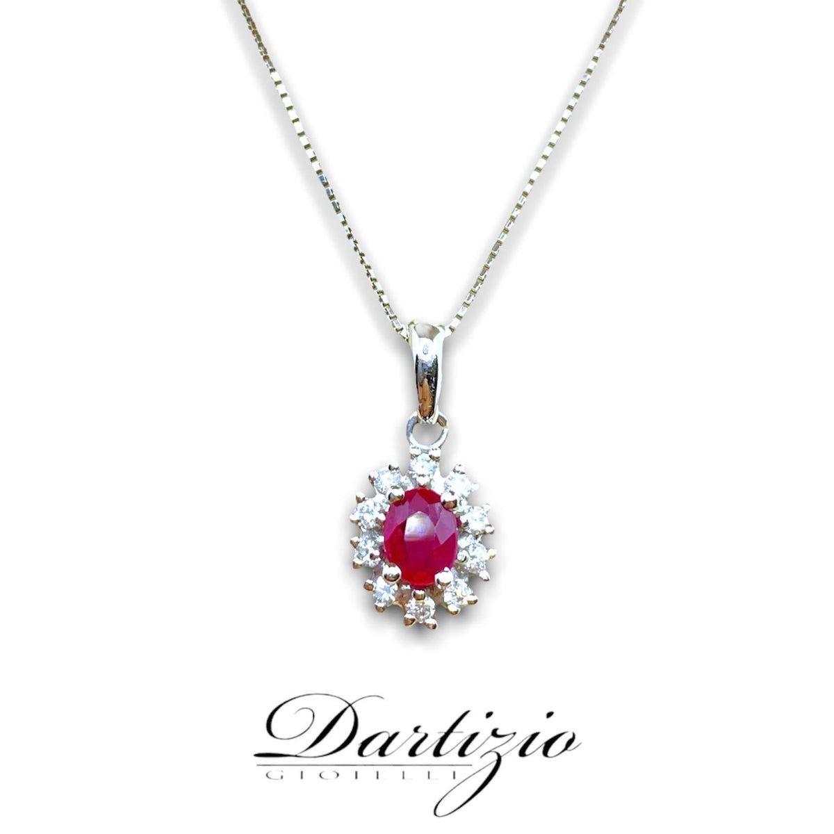 Collana in Oro 18KT 18KT con Diamanti e Rubino