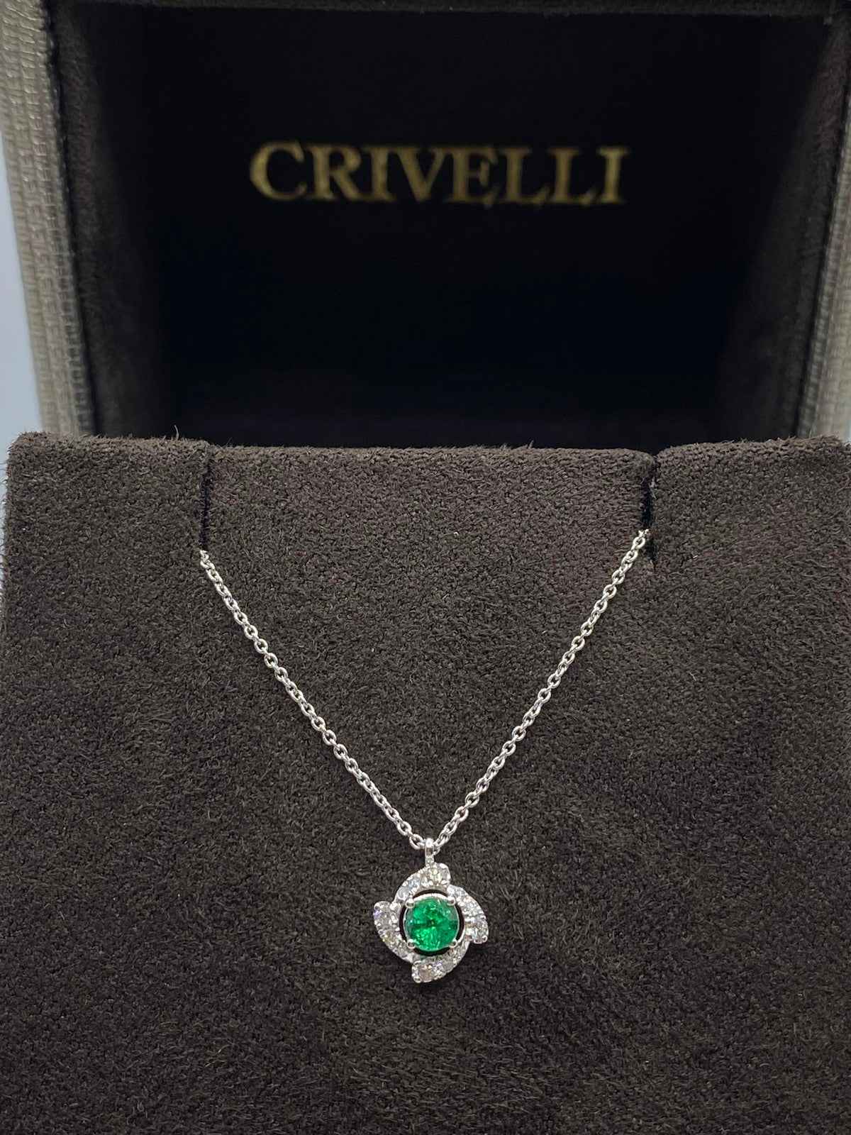 Collana Crivelli in Oro 18KT 18KT con Diamanti e Smeraldo