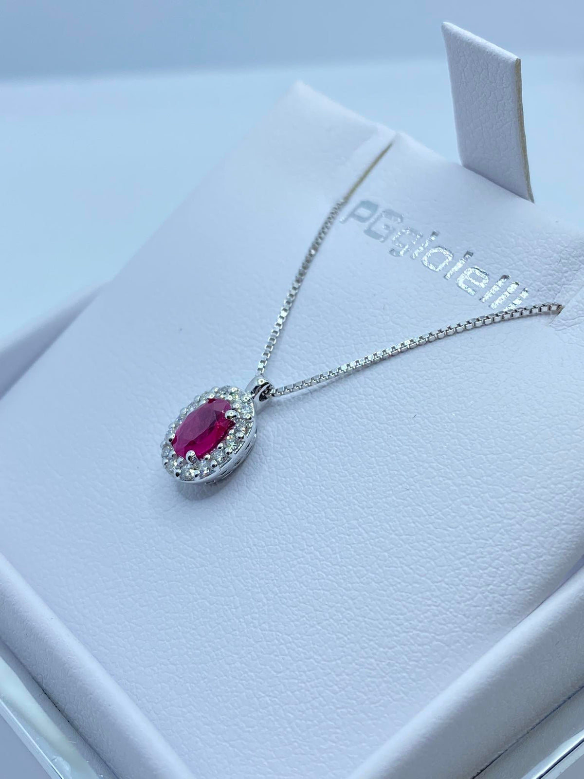Collana Donna PG Gioielli con Rubino Ct. 0,57 e Diamanti